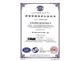 ISO9001榮譽證書（中）